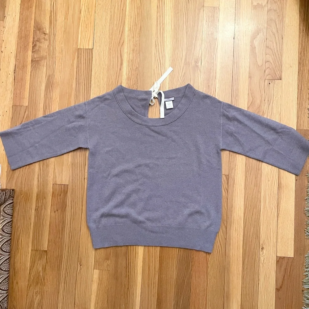 J. crew 3/4 sleeve keyhole bow tie back sweater